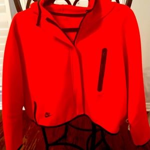 Nike red cropped hoodie